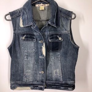 Anthropology Vest Denim Jean Size 36 Distressed Murmur